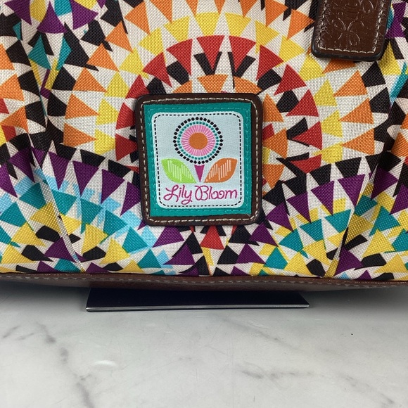 LILY BLOOM BRIGHT FLORAL MULTICOLOR HAND SHOULDER BAG SPRING SUMMER PURSE GUC - Picture 4 of 10